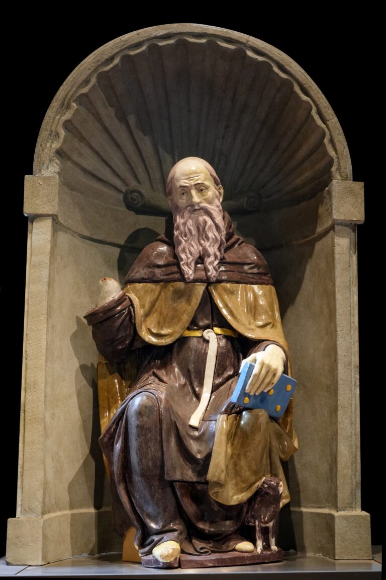 Luca della Robbia ‘il giovane’, Sant’Antonio abate, primo quarto del XVI secolo, Terracotta invetriata policroma, 120 x 70 x 50 cm Luogo di conservazione Museo di Arte Sacra della Collegiata di San Lorenzo, via Isidoro del Lungo 4, Montevarchi (AR)