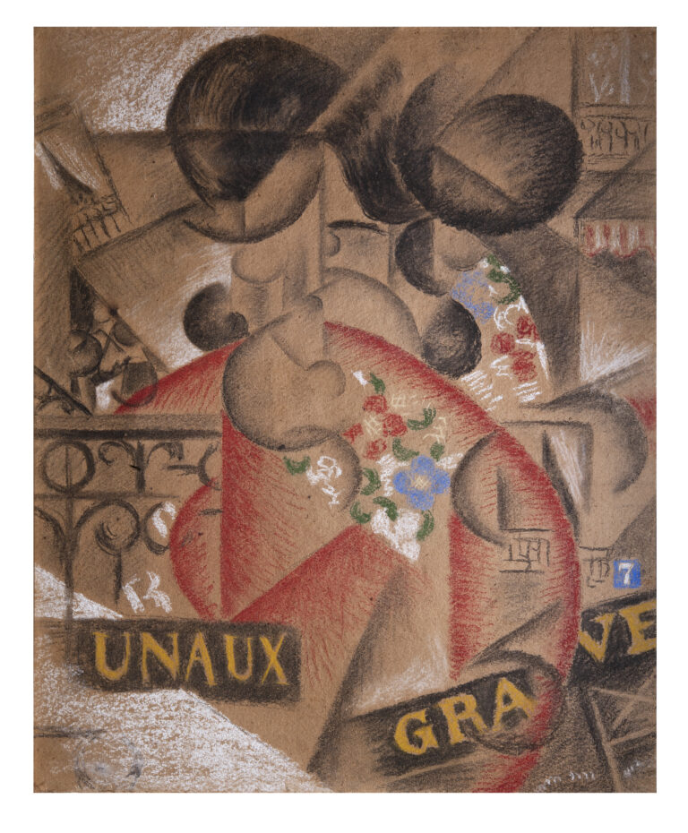 Gino Severini, Impressioni simultanee (Ragazza-strada-atmosfera), 1913, pastello su cartone courtesy Galleria Nazionale d'Arte Moderna e Contemporanea, ph. Studio Idini