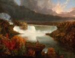 Thomas Cole, Vista a distanza delle cascate del Niagara, 1830, olio su tavola, cm 48 x 60, Art Institute of Chicago