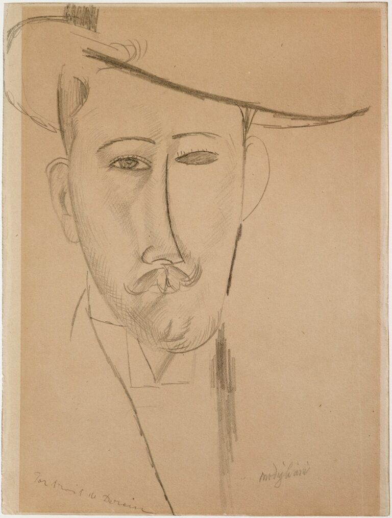 Amedeo Modigliani, Ritratto di uomo, 1915 circa, Matita di grafite su carta pergamena, Musée de Grenoble, foto VILLE DE GRENOBLE / MUSÉE DE GRENOBLE-J.L. LACROIX