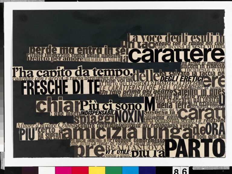 Nanni Balestrini Non capiterà mai più, 1969-1972 Collage su carta (12 parti), 35 x 49,7 cm / 42 x 57 x 2 cm (con cornice) cad. MUSEION Museo d’arte moderna e contemporanea Bolzano Collezione Archivio di Nuova Scrittura Foto: Nicola Eccher