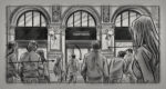 Storyboards conceived by Pablo Buratti for the exhibition “A Kind of Language: Storyboards and Other Renderings for Cinema” at Osservatorio Fondazione Prada, 2024