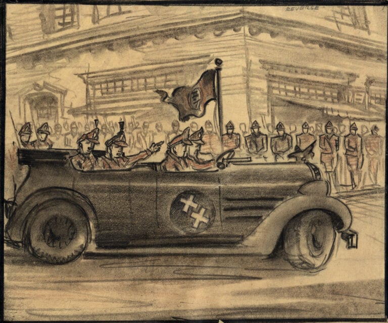 The Great Dictator, directed by Charlie Chaplin, 1940. Storyboard by J. Russell Spencer, 1940. Collezione Fondazione Cineteca di Bologna © Roy Export Company Ltd.