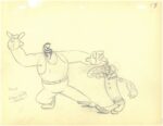 Popeye Sequence of Original Production Drawings Featuring Popeye and Bluto by Fleischer Studios’ staff animators (c. 1940s). Courtesy of The Mark and Susan Fliescher Collection