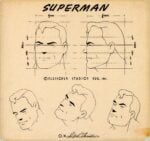 Face of Superman Studio Model Sheet for Superman Cartoon Series by Fleischer Studios’ staff animators (1941). Courtesy of The Mark and Susan Fliescher Collection