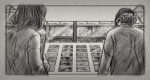 Storyboards conceived by Pablo Buratti for the exhibition “A Kind of Language: Storyboards and Other Renderings for Cinema” at Osservatorio Fondazione Prada, 2024