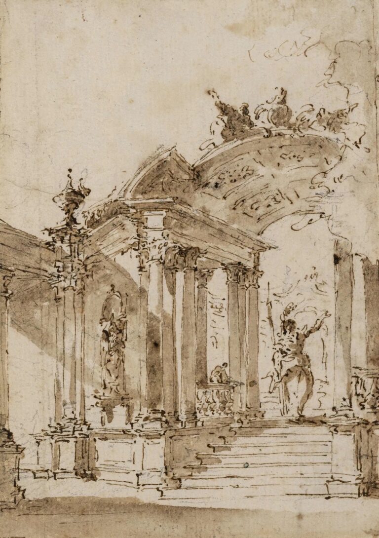 francesco guardi capriccio architettonico penna acquerello e tracce di carboncino 188 x 133 mm 500 anni di arti grafiche nella Collezione Paolo Galli in mostra a Venezia