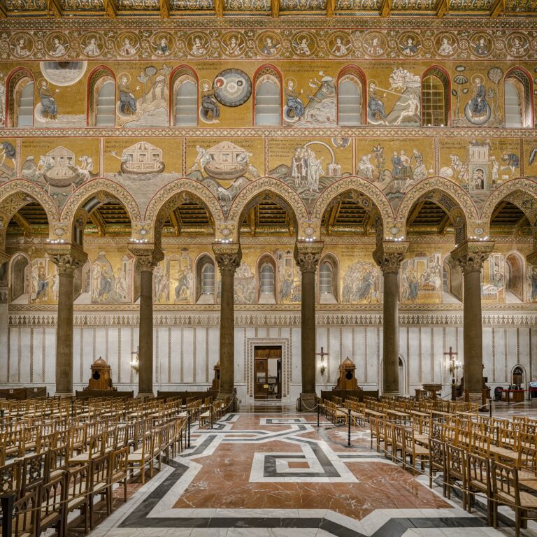 La nuova illuminazione del Duomo di Monreale. Photo Clorinda Scura