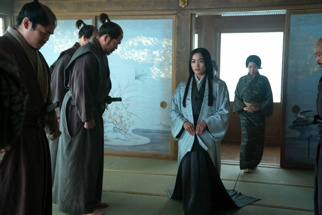 SHOGUN, "Anjin, Episode 1 (Airs February 27), Pictured (C): Anna Sawai as Toda Mariko. CR: Katie Yu/FX