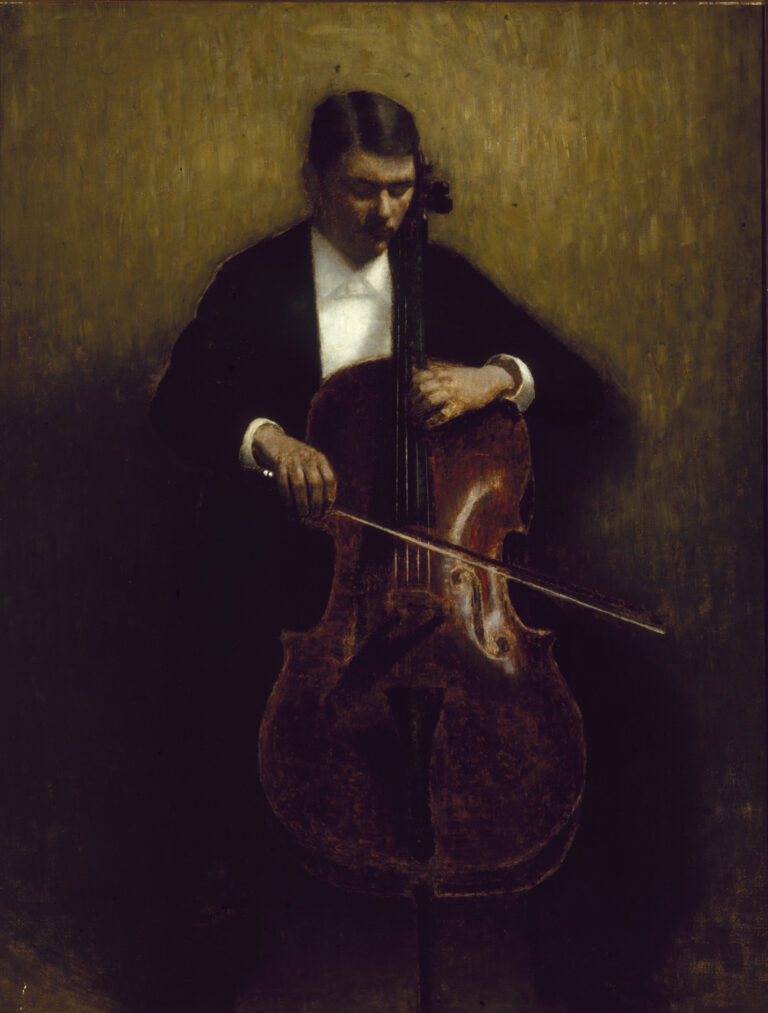 Vilhelm Hammershøi, Il violoncellista. Ritratto di Henry Bramsen, 1893, Odense, Kunstmuseum Brandts. Courtesy Kunstmuseum Brandts