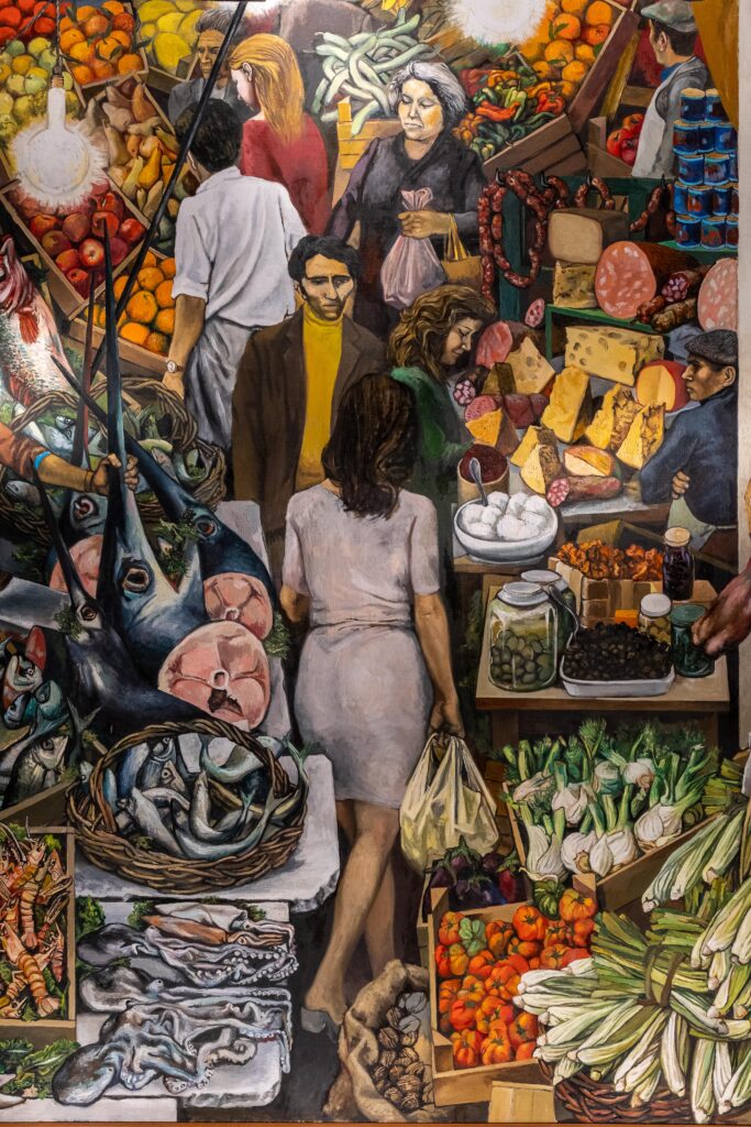 Renato Guttuso, La Vucciria, 1974, olio su tela, cm 300 x 300. Palermo, Palazzo Steri