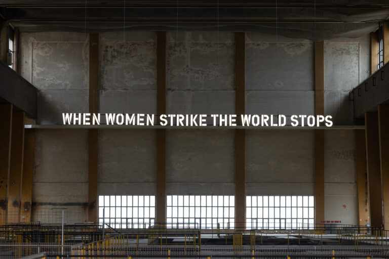 When women strike the world stops, 2020 © Claire Fontaine. Photo © Manifesta 15 Barcelona Metropolitana - Ivan Erofeev