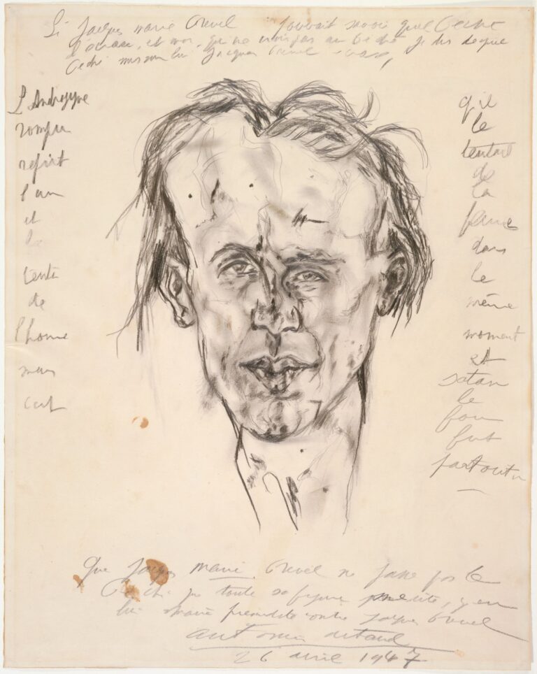 Antonin Artaud, Ritratto di Jacques Marie Prevel, 1947, grafite su carta, 57.4 x 45.6 cm, Centre Pompidou, Musée national d’art moderne, Achat, 1987 Domaine public, ph Centre Pompidou, MNAM-CCI/ Philippe Migeat/Dist. GrandPalaisRmn