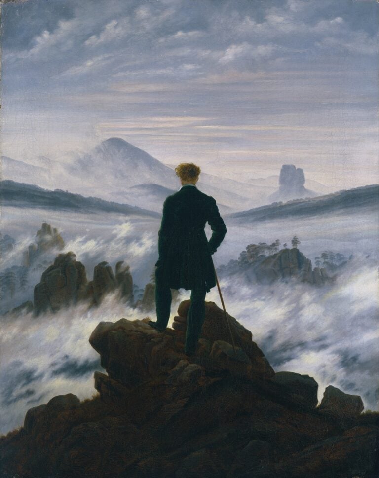 Caspar David Friedrich, Wanderer above the Sea of Fog, ca. 1817, Hamburger Kunsthalle, on permanent loan from the Stiftung Hamburger Kunstsammlungen, acquired 1970 Photo by Elke Walford