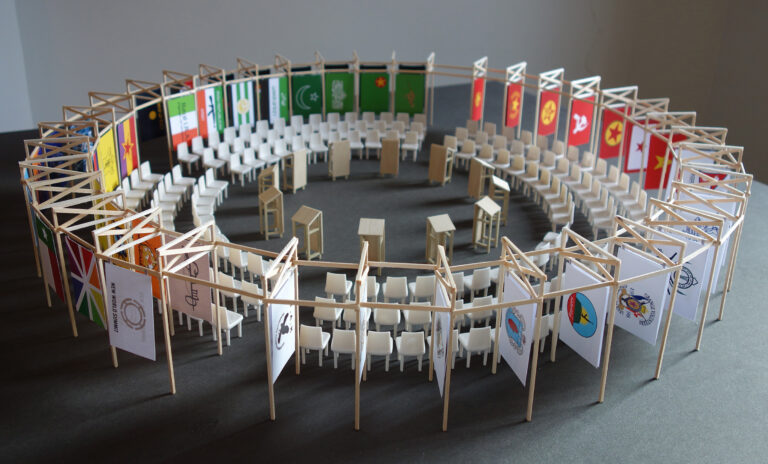 Jonas Staal, New World Summit - Berlin, 2012, architectural model. Courtesy the artis and Laveronica gallery