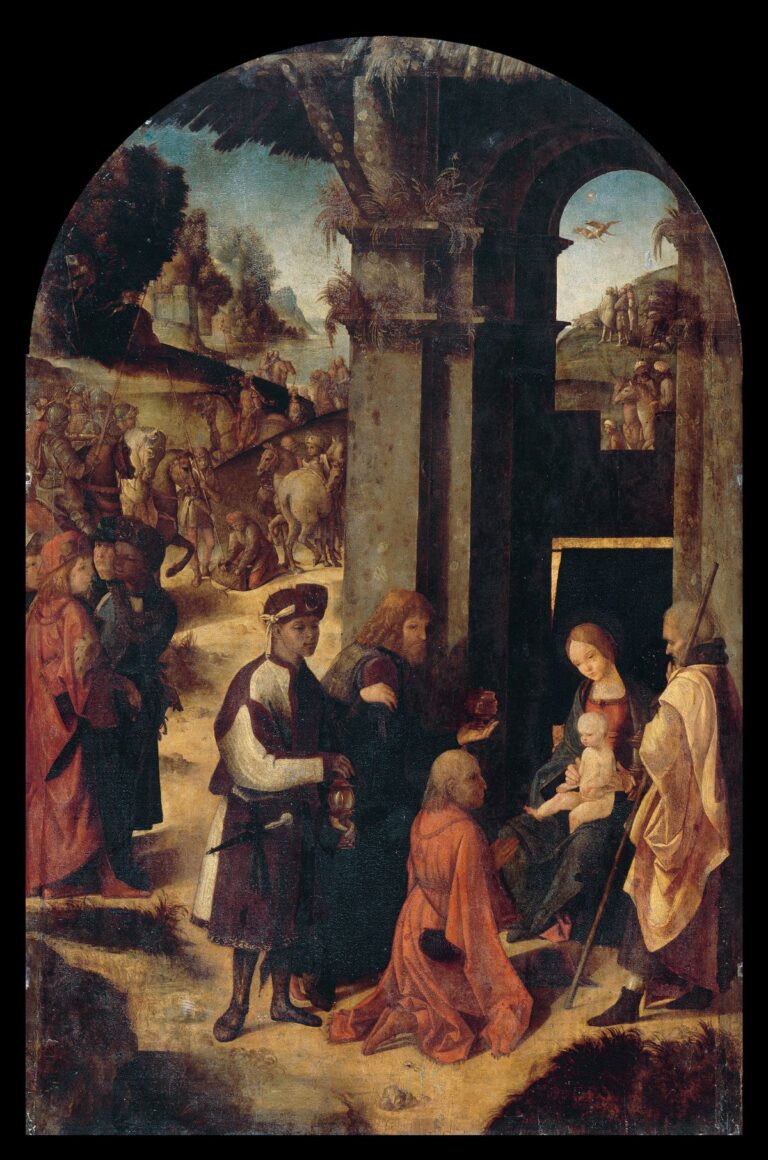 Ludovico Mazzolino, Adorazione dei Magi, c. 1500-02, Avignone, Musée du Petit Palais, deposito del Musée du Louvre, département des peintures