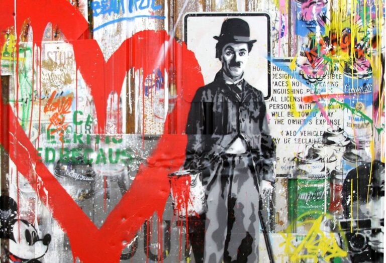 Mr Brainwash, Chaplin, 2016, Mixed Technique on Wall