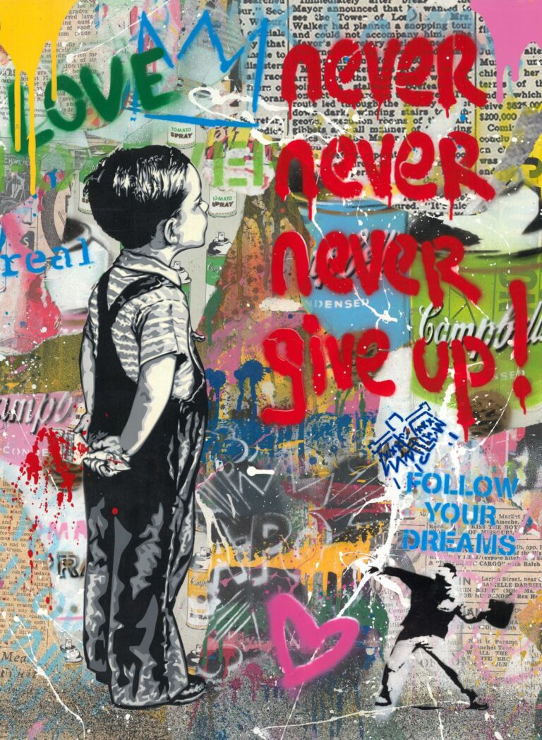 Mr Brainwash, With All my Love, 2023, Mixed media on paper, credits Deodato Arte Gallery