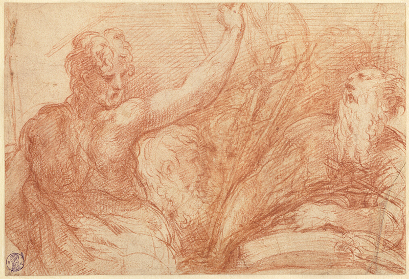 Studi per la Visione di San Girolamo (recto), Parmigianino, 1525–27. J. Paul Getty Museum, Los Angeles