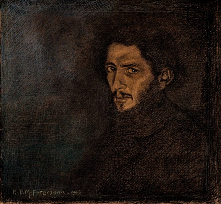 Raoul Dal Molin Ferenzona, Ritratto di Domenico Baccarini, 1906, matita nera e pastelli colorati su carta, 450 x 480 mm, collezione privata