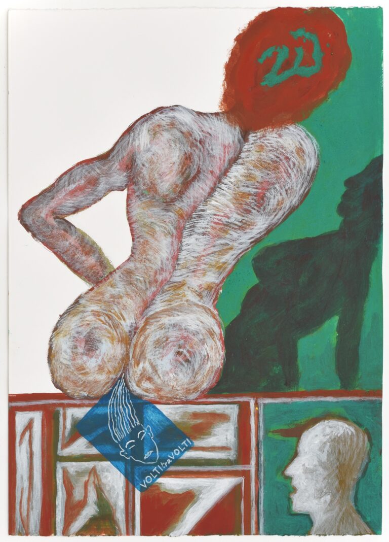 Enrico Pulsoni, Voltitravolti, 2014, acrilico su carta, 70x50cm. Courtesy Archivio Enrico Pulsoni (Roma)