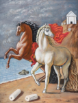 Giorgio de Chirico, Due cavalli in riva al mare, 1970. Courtesy Sotheby's