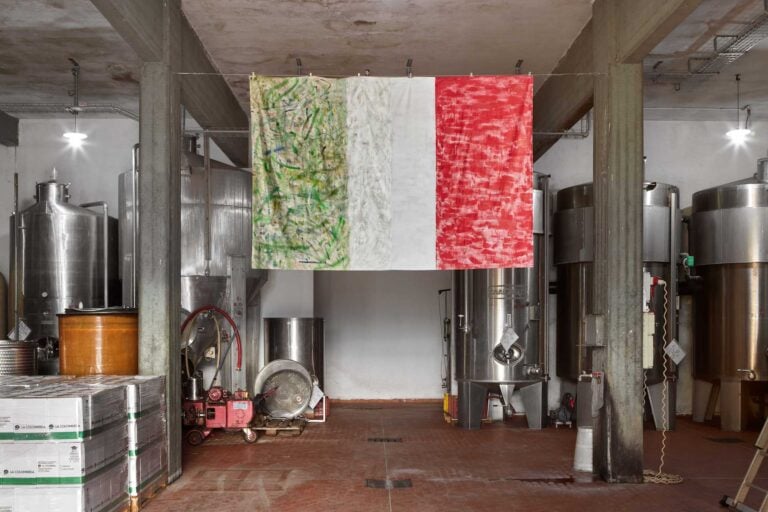 Luca Bertolo & Flavio Favelli, Bandiera, 2021, olio e acrilico su cotone e lino, 190x290 cm. Courtesy gli artisti, photo Camilla Maria Santini